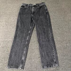 Abercrombie & Fitch High Rise Mom Jeans Women’s 26/2S Black Denim Dark Wash